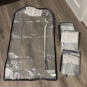 Set of 4 - 10" Gusseted All Clear Garment Bags for Hanging Clothes for Moving.